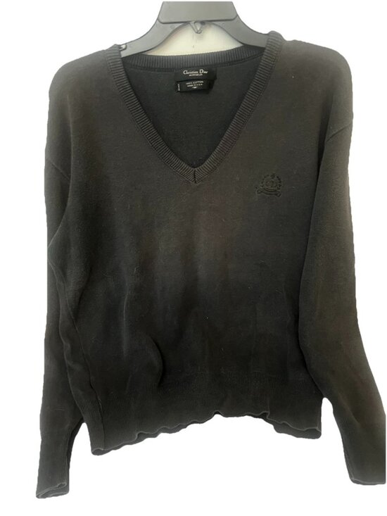Christian Dior Other - Christian Dior Monsieur V-Neck Sweater Medium Faded Black Embroidered Logo.  T